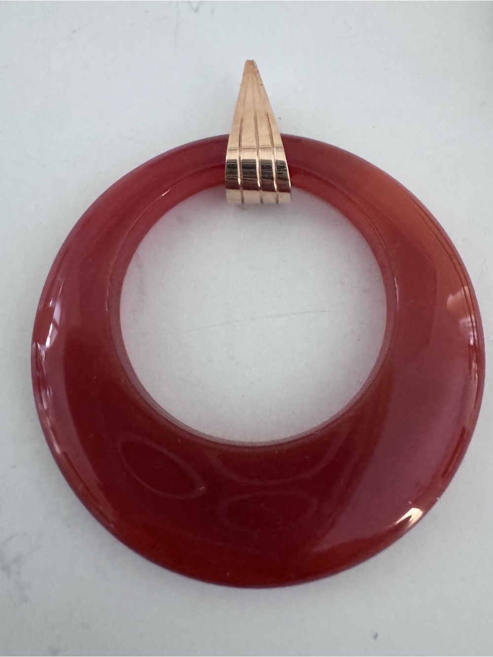 Vintage Red Carnelian Pendant with 14k Gold Bail tested unmarked